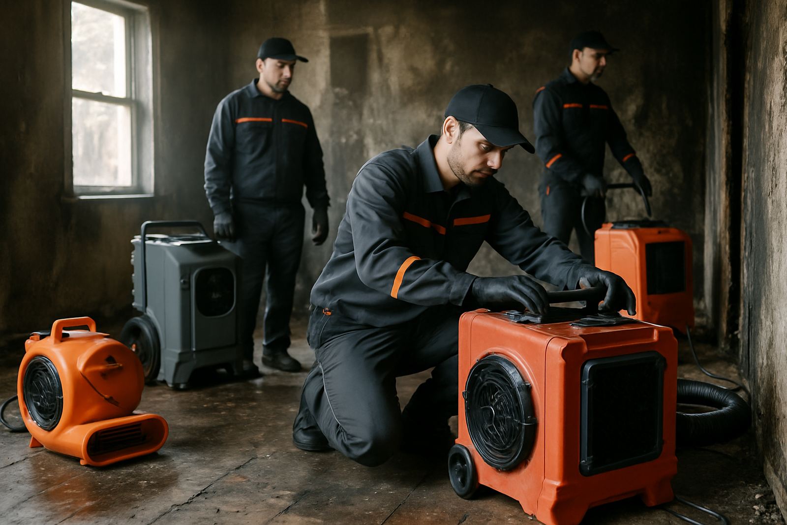 Fire damage cleanup and restoration services equipment ready for a job in Orange County